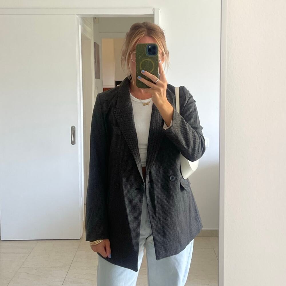 H&M — Double Breasted Houndstooth Patterned Blazer Gray — Women's Size SMALL NWT